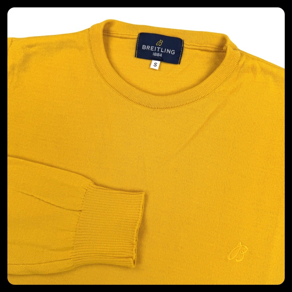 Breitling 1884 Watch‎ Pullover Sweater Men SMALL Yellow Wool Employee Crewneck